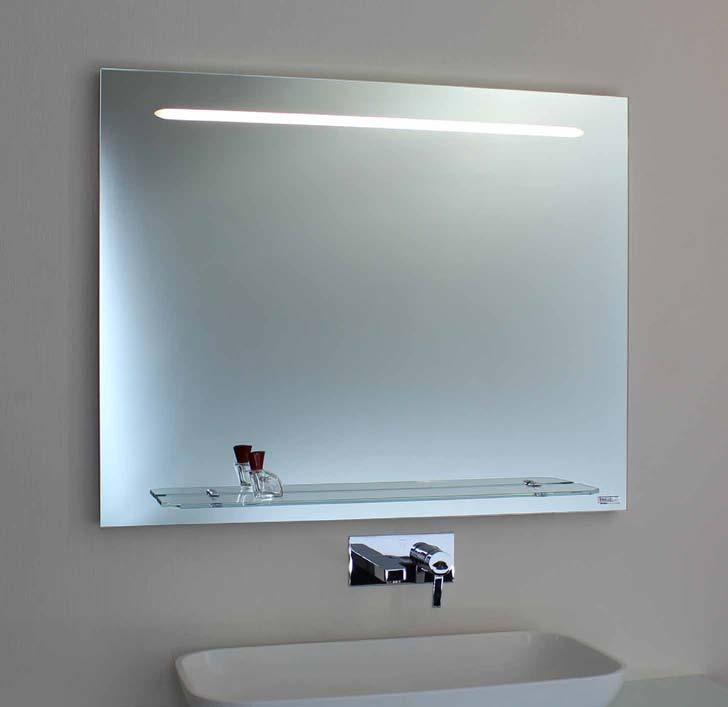 Badspiegel LED mit integrierter Beleuchtung - Individuell nach Ihrem Maß Modell 00-24 100 x 80 cm Badspiegel mit integrierter Beleuchtung und Glasablage