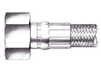 PTFE-Schlauchleitung PTFE hose line 1TEF Schlauch aus Polyetrafluoräthylen mit einem Geflecht aus nichtrostendem Stahldraht.