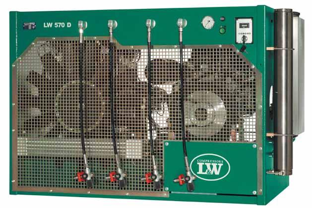 38 Stationäre LW 570 D Der großvolumige Hochdruckkompressor LW 570 D eignet sich ideal für die Nutzung für industrielle Anwendungen,