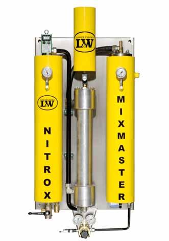 74 Nitrox / Trimix Nitrox Membran Systeme Die Nitrox-Membran muss mit reiner Niederdruckluft versorgt werden, die von einer Speicherbank mit Druckreduzierung oder einem ND-Verdichter mit