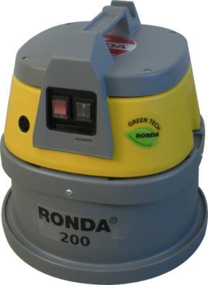 Maschinenaufbau und Beschreibung RONDA 200H / RONDA 200H-S ist als ein handlicher und kompakter Industriestaubsauger für das Aufsaugen von feinem und gesundheitsgefährdendem Staub konstruiert.