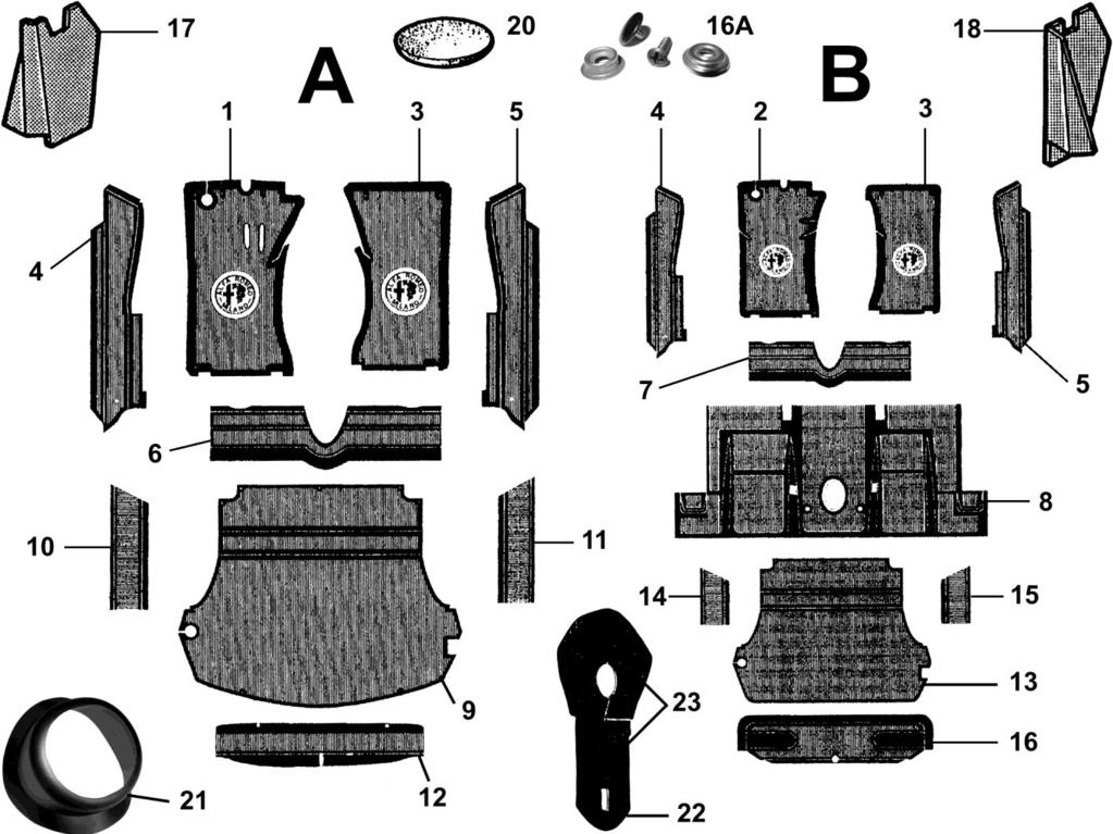 Gummimatte, Teppiche, A-Säulenabdeckg., 66-82 S.53 A 253-A Satz Gummimatten 9-teilig inkl. Matten f.