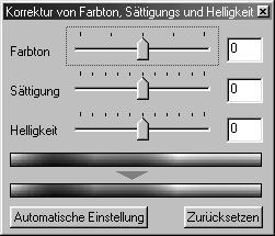 Zusätzlich bietet diese Dialogbox Filterfunktionen, mit denen die Farbe im Bild verändert werden kann (RGB-Filter).