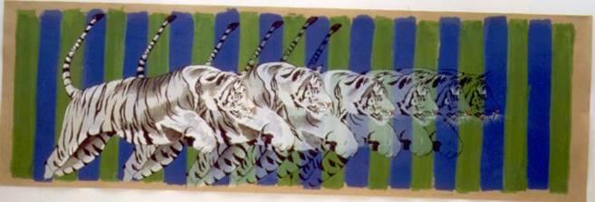 6 Tiger im Sprung blau-grün Nr: 130a Jahr: 1998 Auflage: