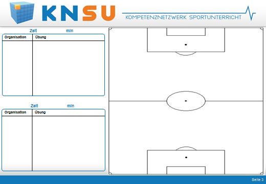 Fußball- Planung/ Variante 2 Hinweis Für die einzelnen Sportarten müssen zukünftig mehrere spezifische Variationen von Vorlagen zur Verfügung stehen, da sich die Planung von Unterrichtsphasen