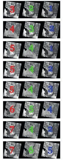 False-color images using 7 Landsat