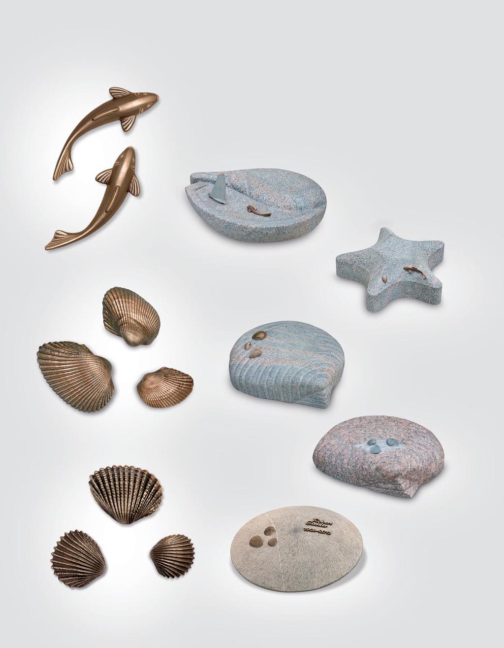 Nr. 20790 Relief»Fisch«11x4x3 cm 12x4x3 cm Maritime Stein- und Bronzekombination mit