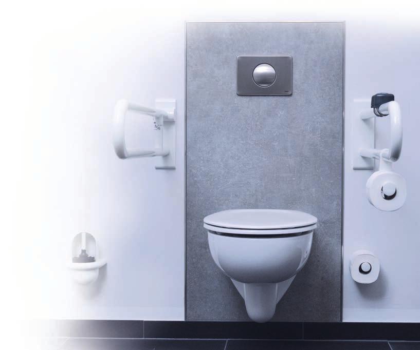 WC-Element INEO PLUS, behindertengerecht H/B/T: 1120/450/130 mm, WC-Befestigung 60 mm höher als Standard, für Wand-WC mit Ausladung > 60 cm, Tiefenverstellung Vorderkante Element: 135-155 mm (bei