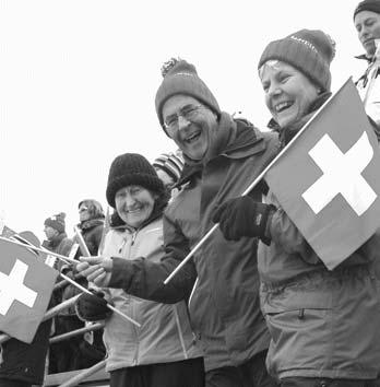 TVU-Fans, v.i.n.r. Yvonne, Bernhard, Käthi. 2011, Ruth Schmid aus Trondheim, konnte leider nicht wie geplant mitreisen, da sie sich im Januar den Oberschenkel gebrochen hatte.