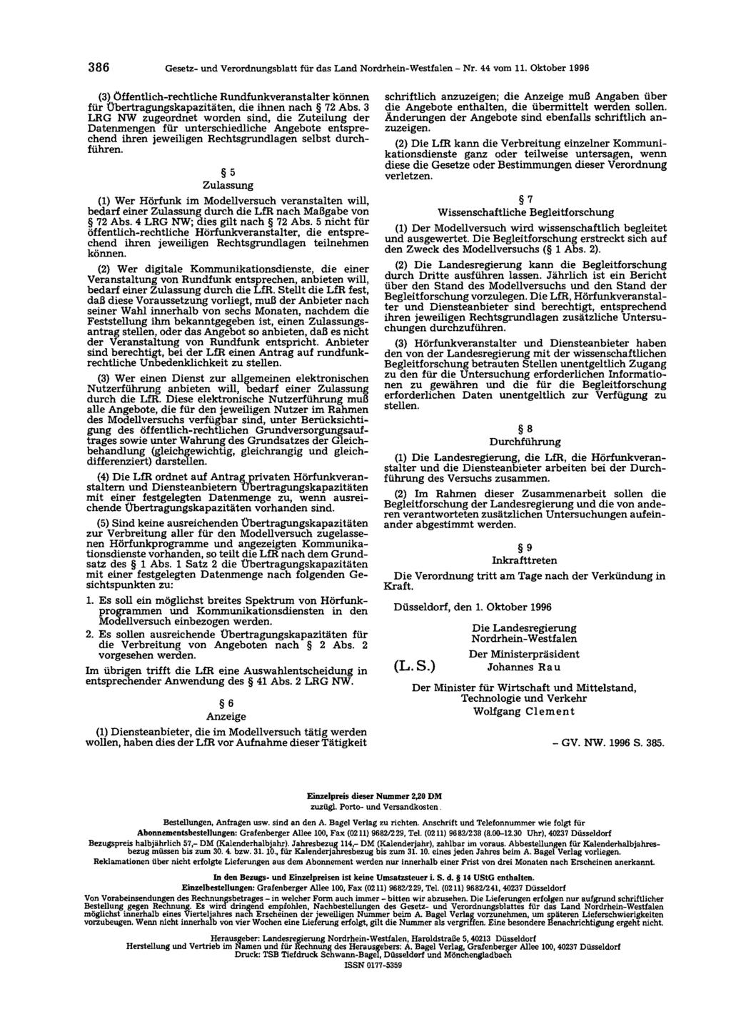 386 Gesetz- und Verordnungsblatt für das Land Nordrhein-Westfalen - Nr. 44 vom 11.