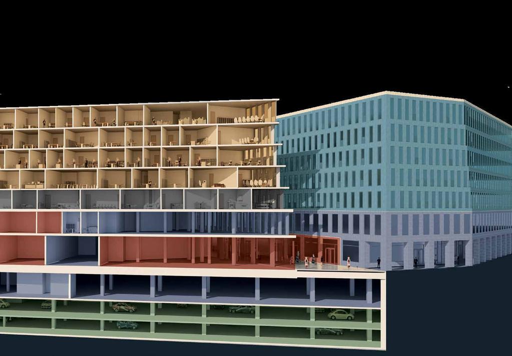 VIELFÄLTIG BÜROS ÄRZTE GASTRONOMIE ADAGIO IBIS BUDGET HOTEL AUF ALLEN EBENEN Der zentrale Innenstadtstandort und die Architektur des Gebäudeensembles ermöglichen