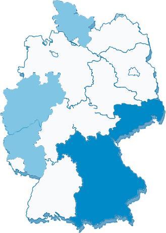 Erprobung der TI Testregion Nordwest mit regionalen Vertretungen in: Bochum/Essen Nordrhein-Westfalen Flensburg Schleswig-Holstein Trier Rheinland-Pfalz Testregion Südost mit regionalen Vertretungen