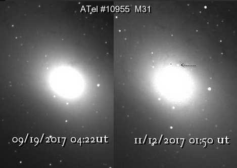 Entdeckung einer neuen, hellen Nova in der Andromedagalaxie (M31) Am 11. November wurde von Igarashi et al.