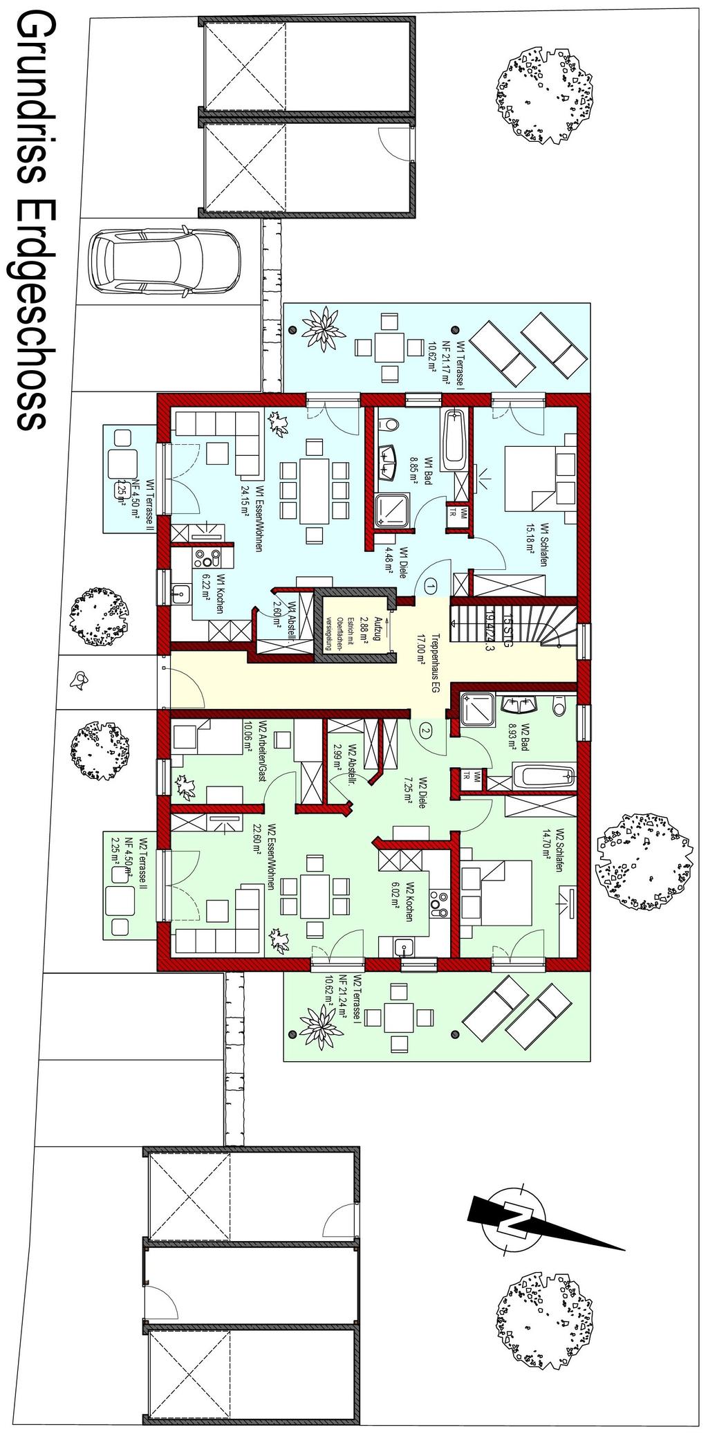 Wohnung 1 229.900 ca. 74,33 m² Wohnfläche incl. ca. 120 m² an die Wohnung angrenzender Gartenanteil als Sondernutzungsrecht Garage Stellplatz 15.000 4.000 Wohnung 2 263.