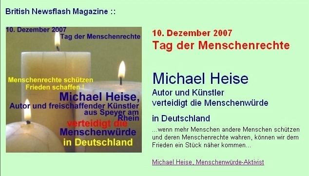 10. Dezember 2007: Tag der Menschenrechte Vielen Menschen ist bewusst, dass ein Mensch alleine die Menschenwürde in Deutschland nicht verteidigen kann.