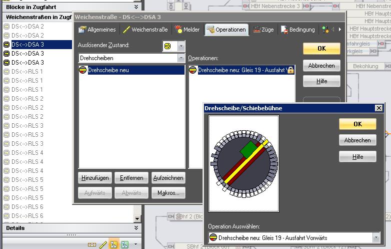 Nach Doppelklick auf Weichenstraße DS DSA3 (blau unterlegt)