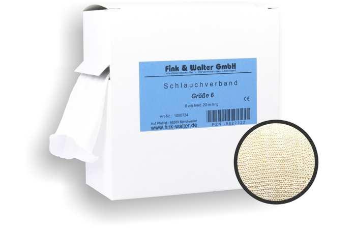 FIWA tube Schlauchverband, unsteril weißes Trägermaterial aus 100% Baumwolle, chlorfrei gebleicht, rundgestrickte Mullbandage, die durch die Strickmethode sehr elastisch ist, auf das Dreifache der