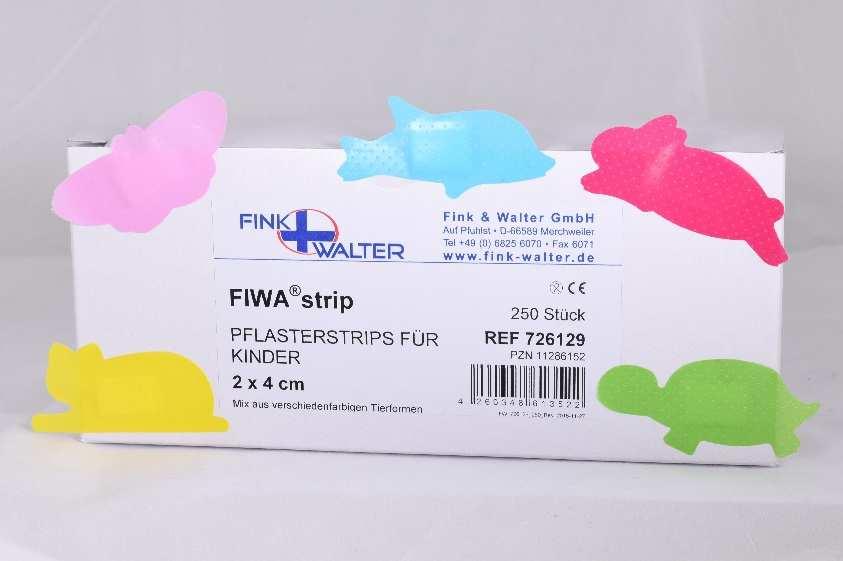 FIWA strip Pflasterstrips für Kinder, unsteril Mix aus verschiedenfarbigen Tierformen (Delfin, Schmetterling, Hase, Schildkröte, Katze), aus PE-Folie, luft- und wasser- dampfdurchlässig,