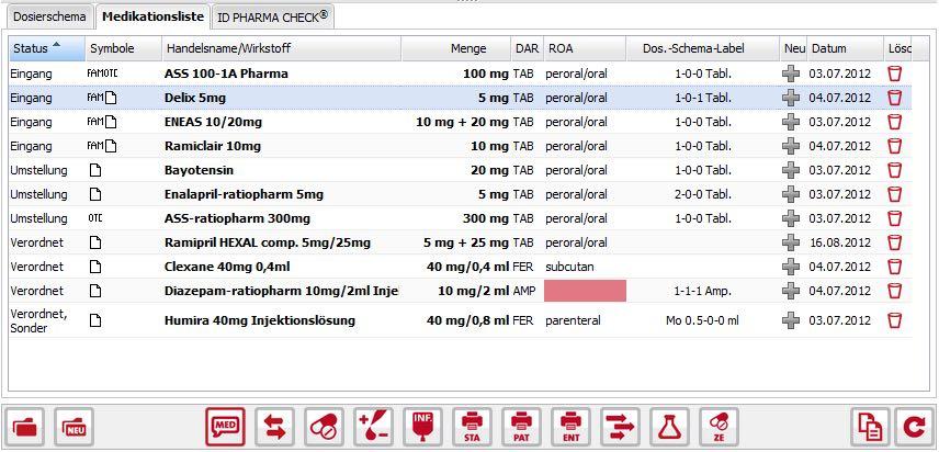 ID DIACOS PHARMA Desktop-Variante Komplette Medikationsliste