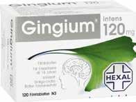 44% Gingium intens 120 mg 120 Filmtabletten statt 89,99 1) 49,98 Cetirizin Hexal 50 Filmtabletten statt 16,89 1) 6,97
