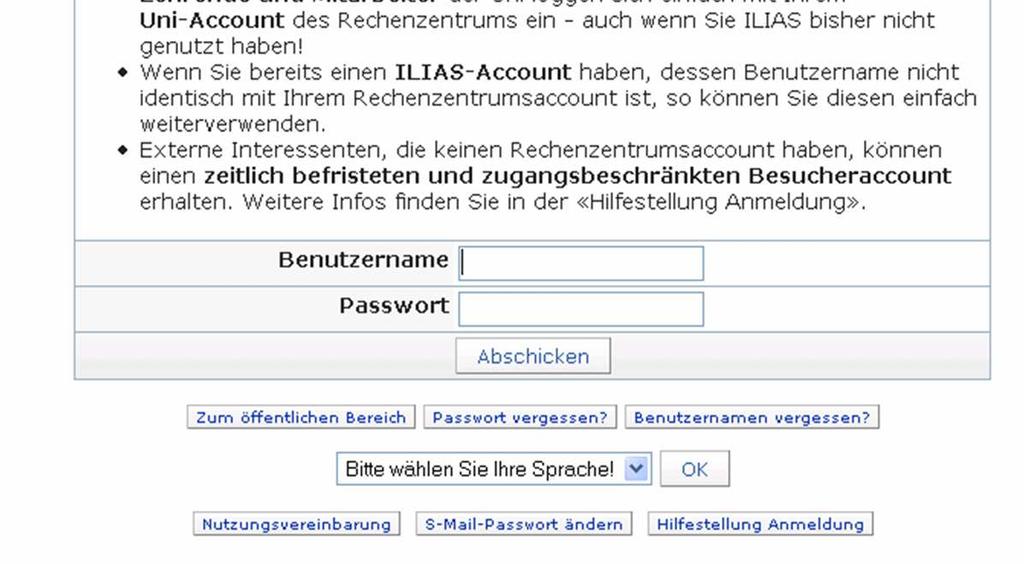 Passwort Ihres S-Mail-Accounts eingeben Unter http://www.ilias.