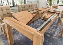 10 x 10 cm Sonderfarbtöne nach Holzmuster möglich Integrierte Rollen im Tischbein sorgen für federleichten Auszug Tischgröße
