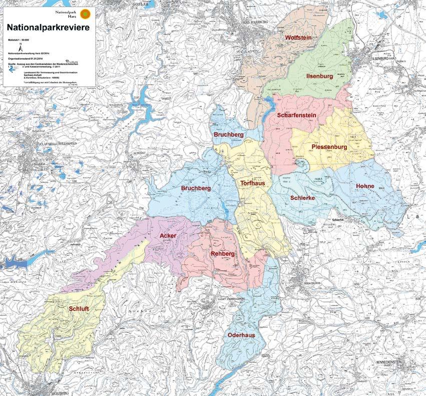 38 I Auf dem Weg zur Wildnis Auf dem Weg zur Wildnis I 39 Die Nationalpark-Reviere Nationalpark-Revier Wolfstein Reviergröße: 2.176 ha. Lage im Nationalpark: Höhenlagen zwischen 250 und 650 m ü. NHN.