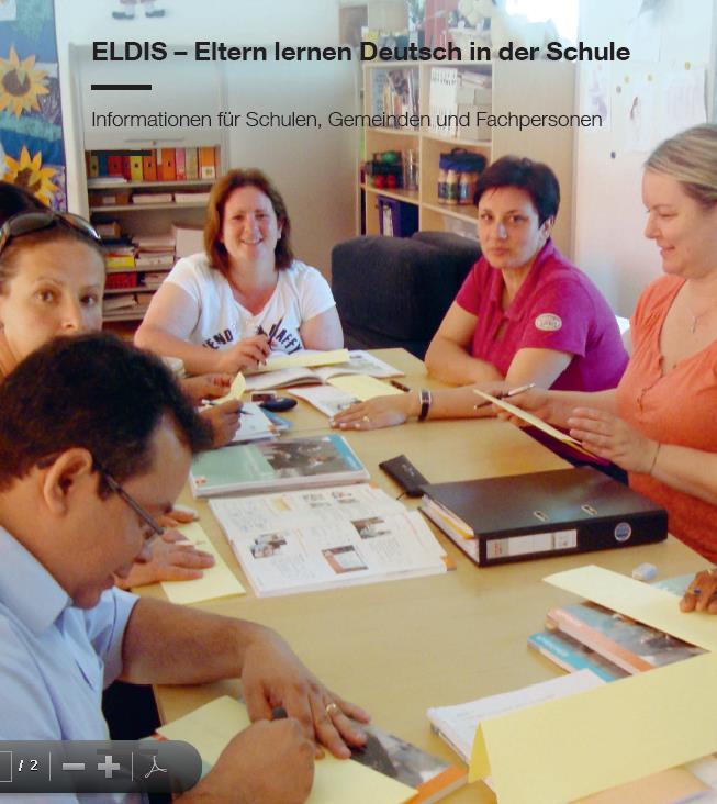 Folie 33 Beispiel ELDIS: Kurse Eltern lernen Deutsch in der Schule Kommunikation verbessern Themen der
