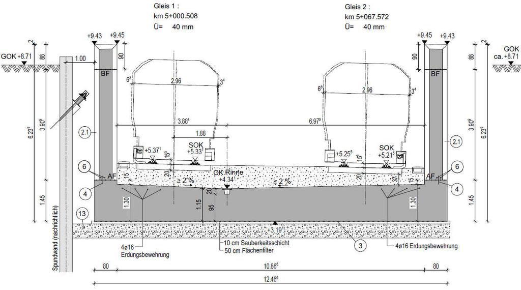 Neubau der U4-Verlängerung in Hamburg, Ausführungsplanung für den Tunnel- und Trogabschnitt 2.