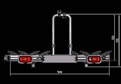 Bei diesem Modell haben die Fahrräder einen größeren Abstand zueinander und werden mit Befestigungsarmen am Träger