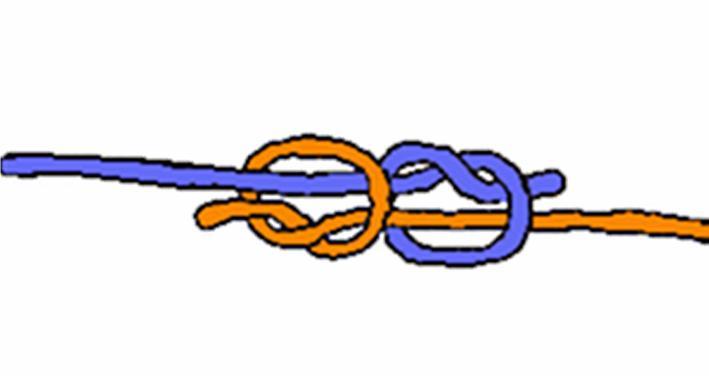 1.9. Fischerknoten = Spierenstich Der Fischerknoten wird benutzt um zwei ähnlich dicke, glatte Enden zu verbinden.