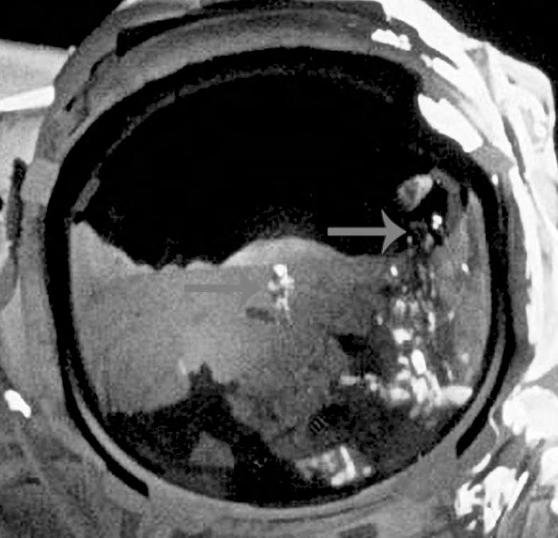 5/2008 Ausschnitt aus AS17-140-21391 Es waren stets nur zwei Astronauten auf dem Mond. Einer ist der Fotograf (siehe Schlagschatten), ein weiterer der gegenüberstehende Astronaut.