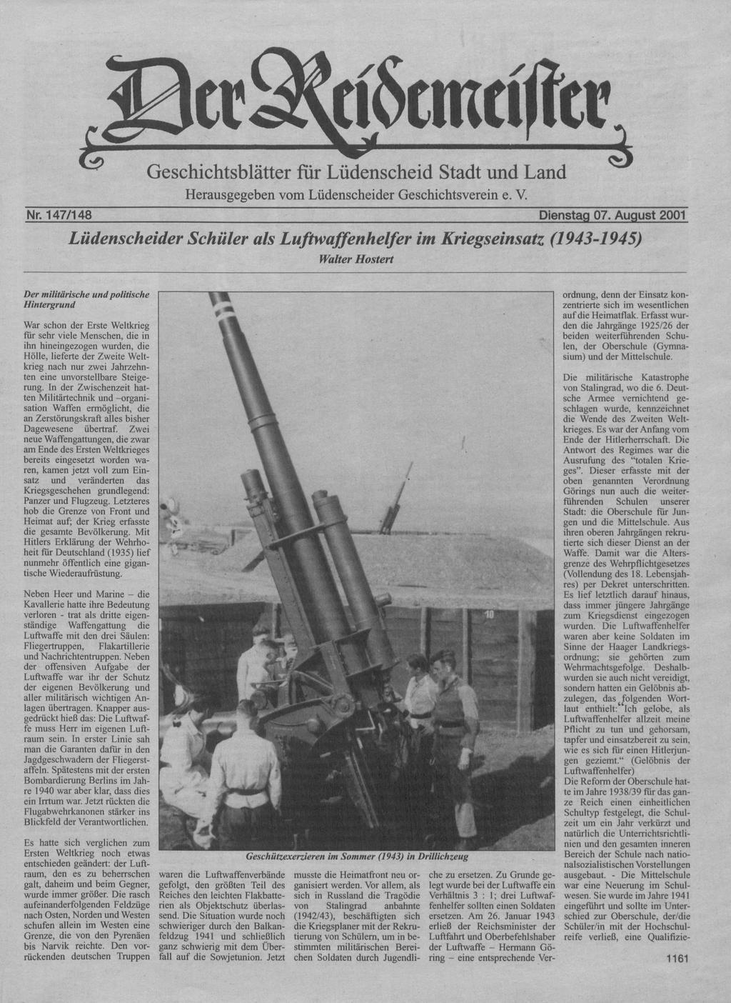 ti6cmatötr Geschichtsblätter für Lüdenscheid Stadt und Land Herausgegeben vom Lüdenscheider Geschichtsverein e. V. Nr. 147/148 Dienstag 07.