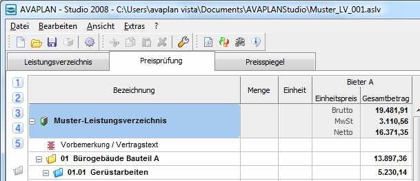 Seite 36 von 42 III.3 Preisprüfung III.3.1 Allgemeines Die Preisprüfung erreichen Sie unter der gleichnamigen Hauptregisterkarte im Hauptfenster.