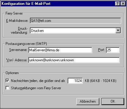 Postausgangsserver: Geben Sie hier den Namen oder die IP-Adresse des SMTP-Servers ein, der für den Port verwendet werden soll. 6 Klicken Sie auf Erweitert.