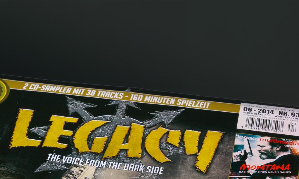 Magazinlayout LEGACY Ausgabe 93-06/2014 Anfang 2014 suchte das in Saarbrücken ansässige Metal-Szene-Magazin LEGACY einen neuen Layouter.