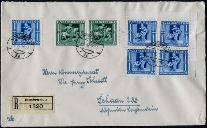 -Mehrfachfrankatur 160,00 545 564, 591 Bf 8.1.1935, Brief mit portogenauer 24 Groschen Frankatur v.