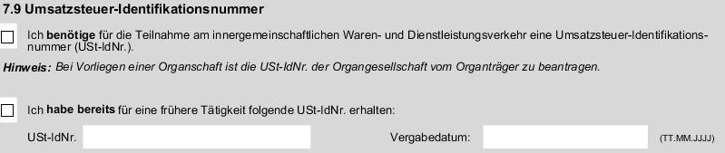 DER FRAGEBOGEN IM DETAIL (UMSATZSTEUER) UMSATZSTEUER-ID Antrag bei Neugründung im Fragebogen Danach Antrag direkt bei