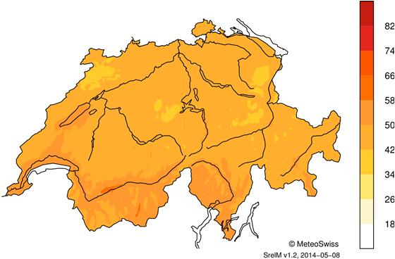 Sonnenscheindauer in % der Norm Räumliche Verteilung von Temperatur, Niederschlag und