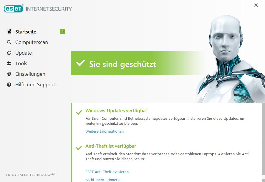 3. Erste Schritte Dieses Kapitel enthält eine einführende Übersicht über ESET Internet Security und die Grundeinstellungen des Programms. 3.