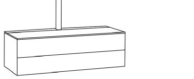 Detailansicht von oben: - Abdeckblatt "inklusive" - 2 abnehmbare Blendleisten Säulenschränke, 1 Raster hoch - 38,9 cm 1 verkürzter 1 schwarze TV - Säule Korpushöhe inkl.