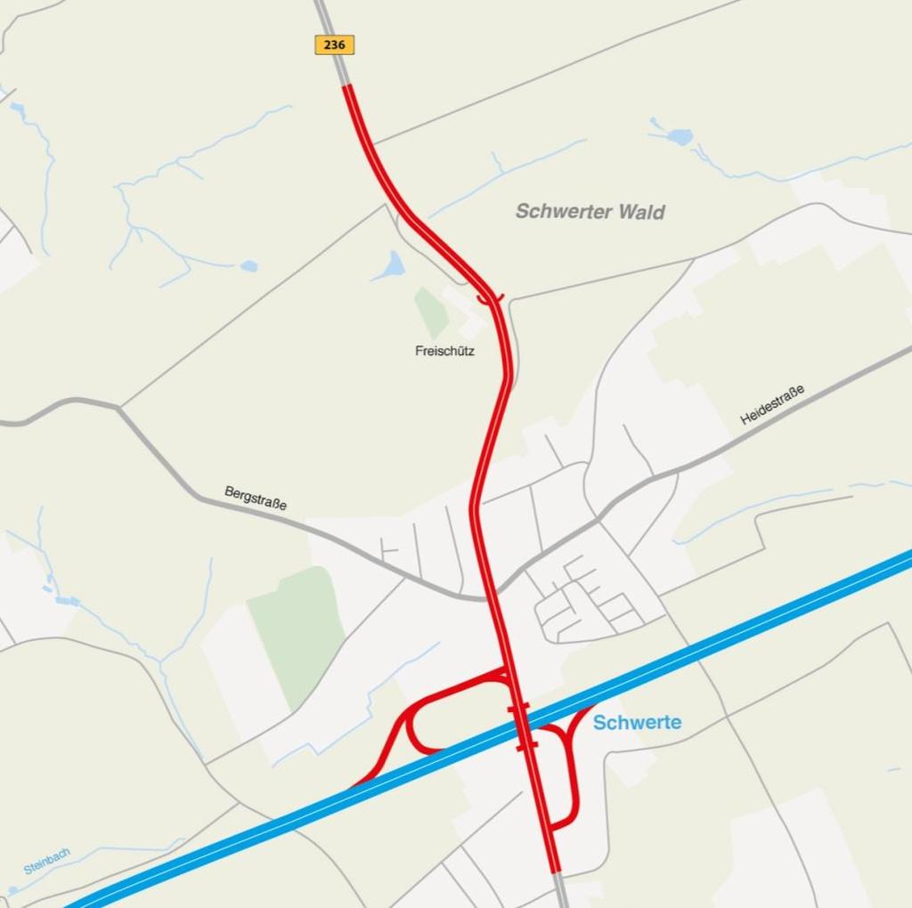 Der Ausbau der Bundesstraße B 236 von der Anschlussstelle Schwerte an der Autobahn A 1 bis zur Dortmunder Stadtgrenze Der Ausbau der B 236 erfolgt in vier Bauabschnitten 4.