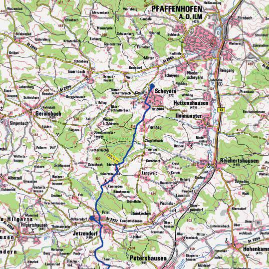 Scheyern Gesamtstrecke 10 km Jetzendorf Scheyern - Fernhag - Edersberg - Jetzendorf Jakobsweg im Dachauer Land ABSCHNITT Scheyern Edersberg (4,5 km) Vom Kloster Scheyern aus folgt man der Straße nach