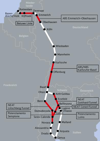 Europäische Dimension Ziele des Rheintalbahnausbaus n Erhöhung der Streckenkapazität: Aufnahme prognostizierter Mehrverkehre aus der Neuen Eisenbahn-Alpentransversale (NEAT) n Entmischung der