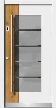 G-H114 Holzart: Eiche Türblatt außen mit Holzdekor astig, längsfurniert Farbe: RAL 9016 Verkehrsweiß Farbe Holzdekor: rustikal