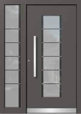 Glas Seitenteil: Motiv 112S auf Klarglas G-HA132 Farbe Holz innen: Lasur nach Farbkarte Farbe Alu außen: HFM22 Rost Dunkelbraun Edelstahl