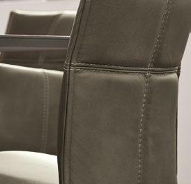 240 x 100, H 76 cm Chair 64146 with a metal frame with star base crossed in stainless steel, including closed armrest, light Dakar Turf leather, contrasting stitching in beige, approx.