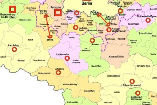 Auszug aus der Karte Metropole, Ober- und Mittelzentren mit Mittelbereichen des LEP B-B Der Landesentwicklungsplan Berlin-Brandenburg (LEP B-B, 2015) legt gemäß 2.