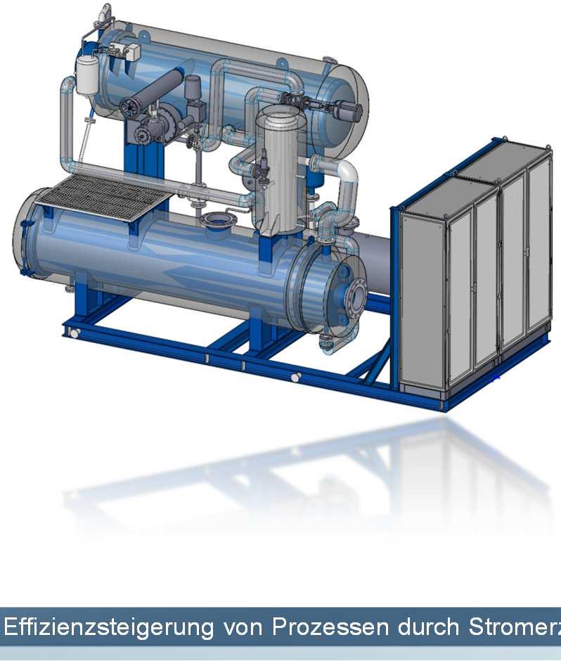 Technische Alleinstellungsmerkmale Direktverdampfer Standardisiertes Design für Aufnahme von Heißgas, Thermalöl, Dampf oder Heißwasser Optimierte Wärmeübertragung Einfache Systemintegration in