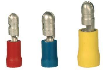 Sonstige Kabelschuhe Other terminals Rundstecker, teilisoliert Male bullet disconnect terminals, partly insulated RS 4-1** 0,5-1 20-18 V70RS004001 4 mm 100 RS 5-2,5** 1,5-2,5 16-14 V70RS004002 5 mm